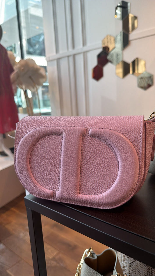 Sac pochette en cuir rose